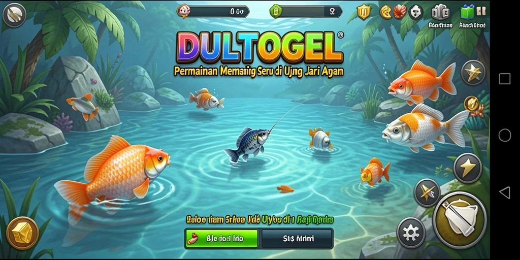 Tampilan gameplay DULTOGEL yang menarik saat memancing.
