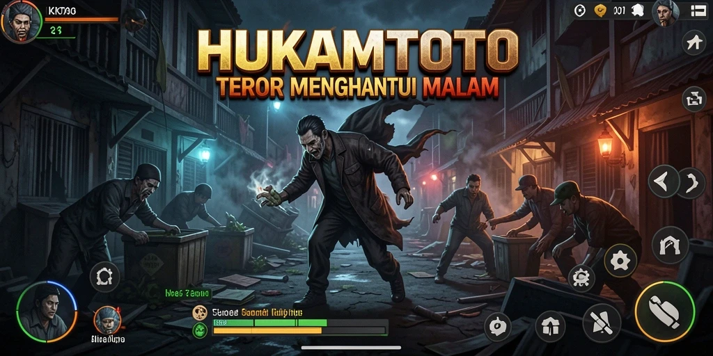 Screenshot gameplay HUKUMTOTO yang menampilkan suasana mencekam.