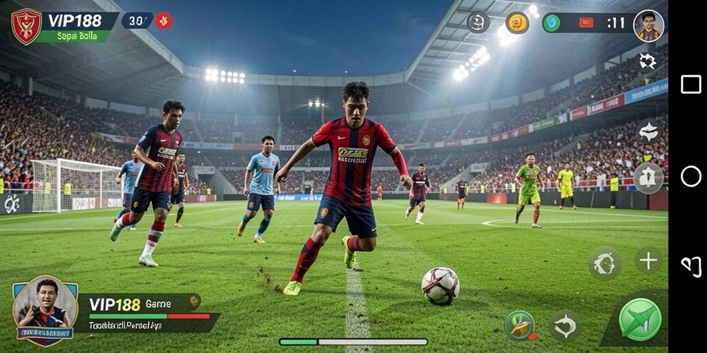Tampilan gameplay seru di VIP188 dengan aksi sepak bola yang memukau.